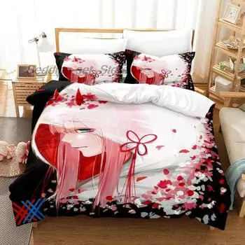 Комплект постельного белья Darling In The Franxx Single Twin Full Queen King Size Комплект постельного белья Aldult Kid Bedroom Duvetcover Sets 3D простыни 70x133cm 2pcs