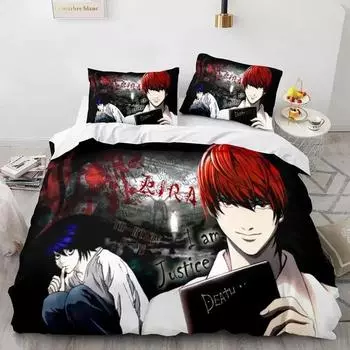 Комплект постельного белья Death Note Single Twin Full Queen King Size Bed Set Adult Kids Bedroom Duvet cover Sets 3D Print Anime Death Note 70x133cm 2pcs