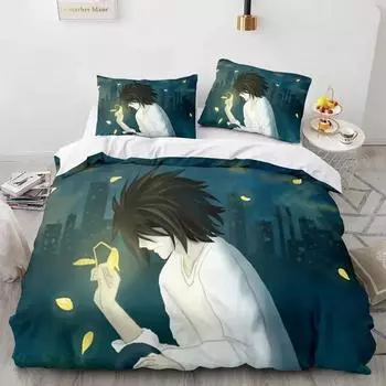 Комплект постельного белья Death Note Single Twin Full Queen King Size Bed Set Adult Kids Bedroom Duvet cover Sets 3D Print Anime Death Note 70x133cm 2pcs