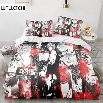 Комплект постельного белья Death Note Single Twin Full Queen King Size Bed Set Adult Kids Bedroom Duvet cover Sets 3D Print Anime Death Note S 70x133cm 2pcs