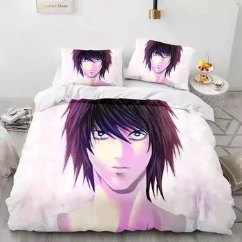 Комплект постельного белья Death Note Single Twin Full Queen King Size Bed Set Adult Kids Bedroom Duvet cover Sets 3D Print Anime Death Note A EU Single 135x200cm