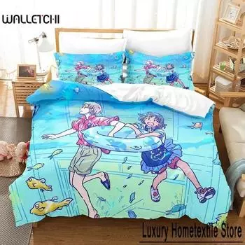 Комплект постельного белья Deji Meets Girl Single Twin Full Queen King Size Bed Set Adult Kids Bedroom Duvet cover Sets Anime Bed Sheet Set 70x133cm 2pcs