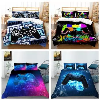 Комплект постельного белья Детская игровая мышь Пододеяльник и наволочка Односпальная двуспальная кровать Полноразмерное постельное белье для спальни Полиэстер с молнией Удобный пододеяльник DE 100x135cm