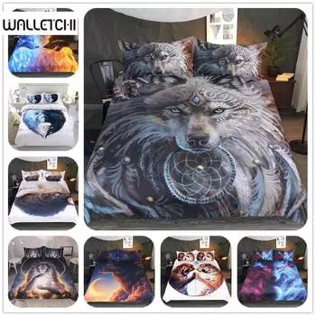 Комплект постельного белья Digital Art Wolf Worrior King Queen Double Full Twin Single Size EU single(135x200cm)