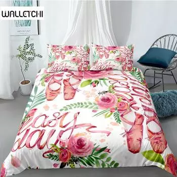 Комплект постельного белья для балета King Microfiber Ballet Accessory Shoes Dress Комплект постельного белья для девочек Rose Leaves Summer Style Пододеяльник EU single(135x200cm)