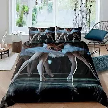 Комплект постельного белья для балета «Лебединое озеро», одеяло для танцев, покрывало для детей, мальчиков и девочек, балерин, крупный план, пододеяльник, покрывало для танцев EU Single 135x200cm