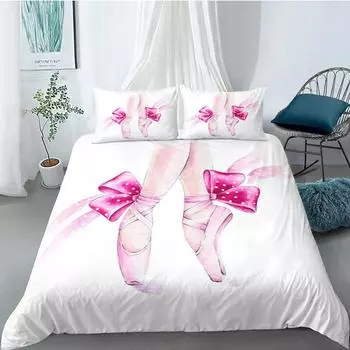 Комплект постельного белья для балета King Microfiber Ballet Accessory Shoes Dress Комплект постельного белья для девочек Rose Leaves Summer Style Пододеяльник EU single(135x200cm)