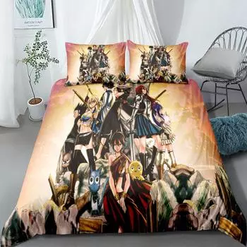 Комплект постельного белья для детей в стиле аниме «Хвосты фей» King Queen Double Full Twin Single Size Hedgehog 140x210cm