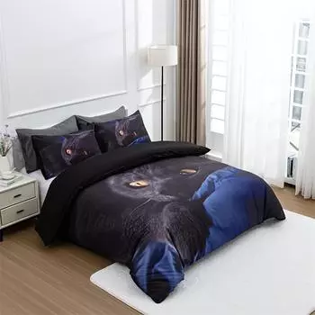 Комплект постельного белья для детей с изображением кошек, 3 шт., милый рисунок котенка, пододеяльник для женщин, рисунок кота в виде животного, милый рисунок кота EUsingle135x200cm