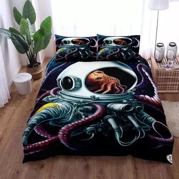 Комплект постельного белья для детей Space Squids King Queen Double Full Twin Single Size EU single(135x200cm)