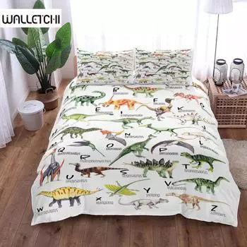 Комплект постельного белья для детей с изображением динозавров, размер King Queen, размер Double, размер Full Twin, размер Single Size, комплект постельного белья EU single(135x200cm)