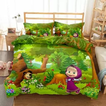 Комплект постельного белья для детей с рисунком King Queen Double Full Twin Single Size Girl Y El Oso Комплект постельного белья 140x210cm