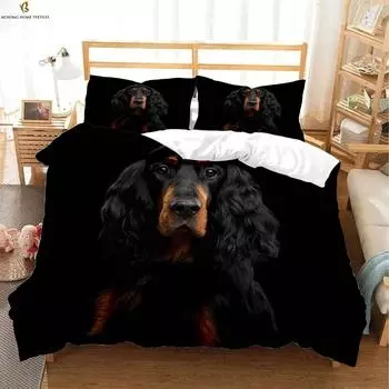 Комплект постельного белья для детской комнаты с милым принтом собаки из мультфильма, пододеяльник, наволочка, комплект из трех предметов, удобный пододеяльник, подарок EU 135x200cm 2PCS