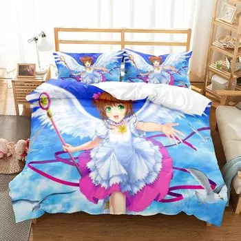 Комплект постельного белья для девочек Cardcaptor Sakura King Queen Double Full Twin Single Size EU single(135x200cm)