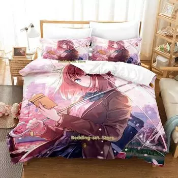 Комплект постельного белья для девочек-подростков с аниме-пододеяльником, односпальная кровать, двуспальная кровать, двуспальная кровать, комплект постельного белья для взрослых и детей, комплект постельного белья с аниме-пододеяльником 70x133cm 2pcs