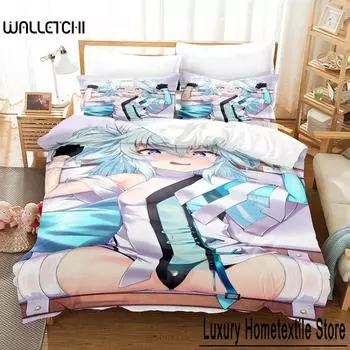 Комплект постельного белья для девочек с рисунком аниме Kawaii, напечатанный на 3D-принтере, односпальная кровать, двуспальная кровать размера Queen, двуспальная кровать, комплект постельного белья для взрослых и детей, комплект пододеяльников 70x133cm 2p