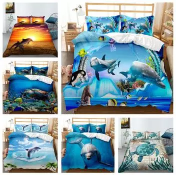 Комплект постельного белья для дома с 3D рисунком океанских животных, пододеяльник и наволочка с животным принтом, комплект постельного белья в полном размере, украшение для дома в Австралии, ЕС и США Baby 100x135cm