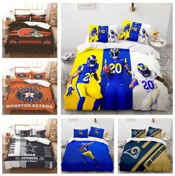 Комплект постельного белья для дома с 3D принтом в стиле регби, пододеяльник для спальни, наволочка, простыня/двуспальная кровать, 2/3 предмета, украшение для спальни Baby 100x135cm