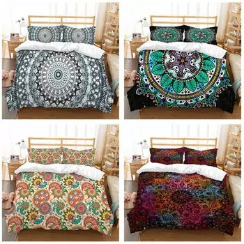 Комплект постельного белья для дома в богемном стиле с принтом дурмана, пододеяльник, наволочка, простыня/двуспальная кровать, 2/3 предмета, украшение для спальни Baby 100x135cm