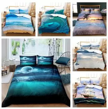 Комплект постельного белья для дома с 3D тематикой океана, летний крутой пододеяльник, наволочка, 2/3 шт., AU/DE/EU/US/UK, полноразмерное украшение для дома Baby 100x135cm