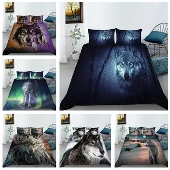 Комплект постельного белья для дома с узором волка, пододеяльник для спальни, наволочка, односпальная/двуспальная кровать, полноразмерное украшение для дома Baby 100x135cm