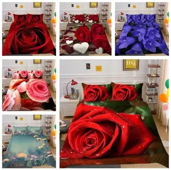 Комплект постельного белья для дома серии «Романтическая любовь» с цветочной тематикой, пододеяльник и наволочка, комплект постельного белья, AU/EU/US, полноразмерное украшение для дома Baby 100x135cm