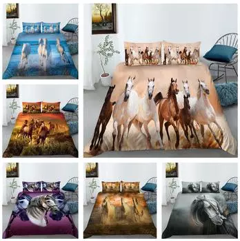 Комплект постельного белья для дома с пуховым одеялом и наволочкой для спальни с тематическим принтом лошади, полноразмерное украшение для дома в Австралии, ЕС и США Baby 100x135cm