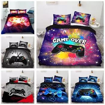 Комплект постельного белья для дома с 3D-игровой консолью, комплект постельного белья для спальни, пуховое одеяло и наволочка, AU240 * 270, очень большое украшение для дома Baby 100x135cm