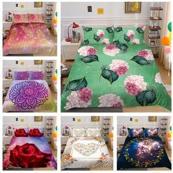 Комплект постельного белья для дома с 3D цифровой печатью, пододеяльник для спальни, наволочка, простыня/двуспальная кровать, 2/3 шт., полноразмерное украшение для спальни Baby 100x135cm