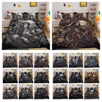 Комплект постельного белья для дома с красивым черепом, полноразмерная постельная одежда из микрофибры для мальчиков, модное домашнее постельное белье для мальчиков UK Single 135x200cm