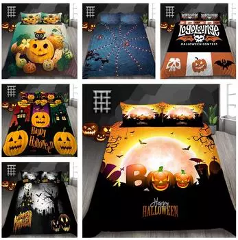 Комплект постельного белья для дома на Хэллоуин, чехол для постельного белья и наволочка для спальни, 2/3 предмета, мягкий моющийся комплект постельного белья для украшения дома Baby 100x135cm