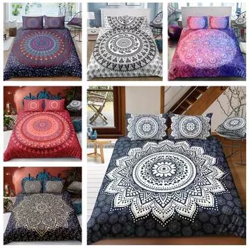 Комплект постельного белья для дома с принтом богемной мандалы, мягкий пододеяльник для спальни, наволочка, 2 или 3 предмета, полноразмерное украшение для дома Baby 100x135cm