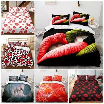 Комплект постельного белья для дома на День святого Валентина, пододеяльник для пары, наволочка, комплект домашнего постельного белья, AU/EU/US, полноразмерная односпальная/двуспальная кровать Baby 100x135cm