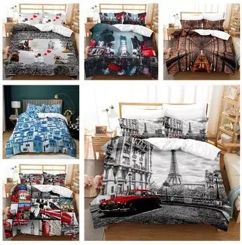 Комплект постельного белья для дома, архитектурный пейзаж, постельное белье, мягкое пододеяльник, наволочка, 2 или 3 полноразмерных украшения для дома Baby 100x135cm