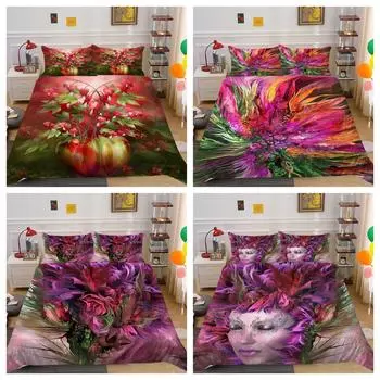 Комплект постельного белья для дома, наволочка с красочным цветком, декор для спальни, комплект постельного белья, пододеяльник Single 135x200cm
