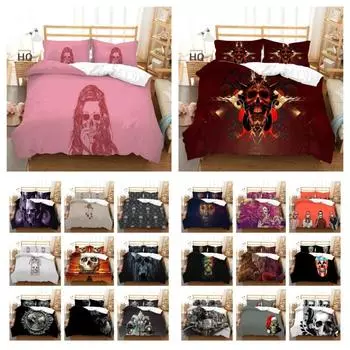 Комплект постельного белья для дома с 3D принтом черепа, пододеяльник, молодежный пододеяльник, постельное белье Single 135x200cm