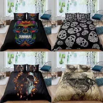 Комплект постельного белья для дома с черепом, пододеяльник и наволочка, комплект постельного белья, AU/EU/US, полноразмерное украшение для дома Baby 100x135cm