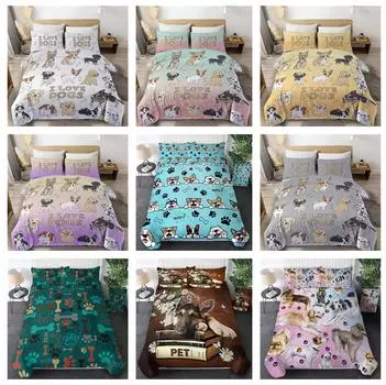 Комплект постельного белья для домашних животных, пуховый пододеяльник с животными, 2/3 шт., AU180 * 210, детская серия с собаками, мягкие украшения для дома с принтом Baby 100x135cm