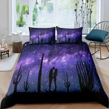 Комплект постельного белья для двоих из микрофибры, белый портрет, пара, целующаяся, комплект постельного белья для двоих, подарок на День святого Валентина для возлюбленной, размер Queen King Size 70x133cm 2pcs