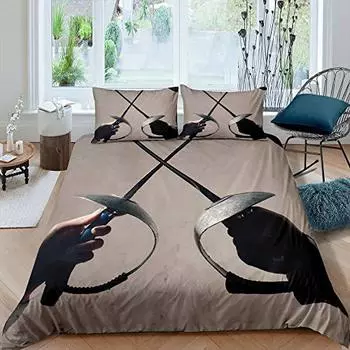 Комплект постельного белья для фехтования, фехтовальщица с принтом меча для фехтования, пододеяльник со спортивной тематикой, комплект постельного белья из 3 предметов, полиэстеровое одеяло EU Single(135x200cm)