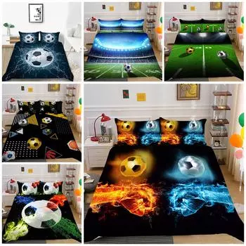 Комплект постельного белья для футбольного матча, пододеяльник, наволочка, домашний комплект постельного белья, AU/EU/US, полноразмерная односпальная/двуспальная кровать Baby 100x135cm