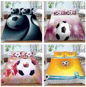 Комплект постельного белья для футбола, спортивный мяч, пододеяльник, простыня/двуспальная кровать, полноразмерное покрывало, моющийся, удобное украшение для дома Baby 100x135cm