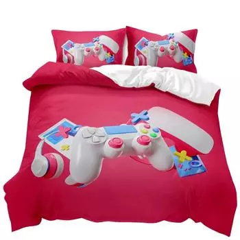 Комплект постельного белья для геймпада, гарнитура для геймпада, комплект постельного белья для мальчиков и подростков, двуспальное постельное белье, чехол из полиэстера, размер Queen King 135x200cm 2pcs