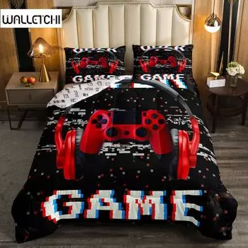 Комплект постельного белья для игр, игровой чехол для кровати 135 для взрослых и детей, мягкий микрофибровый современный геймпад, пододеяльник, декоративный с наволочкой EU single(135x200cm)