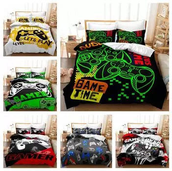 Комплект постельного белья для комнаты мальчика с 3D-печатью, игровая ручка, пододеяльник, 2/3 шт., AU140 * 210, полноразмерный, быстросохнущий, легко очищаемый, украшение для дома Baby 100x135cm