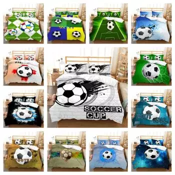 Комплект постельного белья для мальчика-подростка, одеяло, пододеяльник, мягкий футбольный домашний комплект постельного белья, удобная наволочка из микрофибры, пододеяльник UK Single 135x200cm