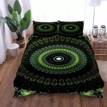 Комплект постельного белья для мальчиков Vintage Jade Mandala Green Duvet Cover Set King Queen Double Full Twin Single Size Boys 140x200cm