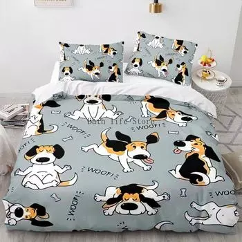 Комплект постельного белья для милых собак, двуспальная, односпальная, King Queen, полиэстер, животные, собаки, сиба-ину, пододеяльник, наволочка, детское одеяло, покрывало, декор Eu Single 135x200cm