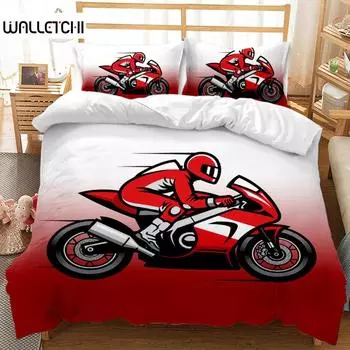 Комплект постельного белья для мотоцикла размера King Size, красно-черный комплект постельного белья для мотоцикла из микрофибры для мальчиков с экстремальной спортивной тематикой EU single(135x200cm)
