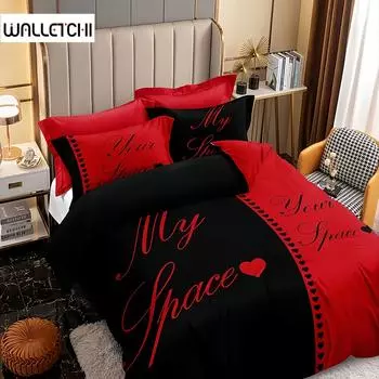 Комплект постельного белья для пар, комплект постельного белья King, подарки для мужчин и женщин, черно-красный пододеяльник, комплекты постельного белья для пары, декор спальни 135X200cm